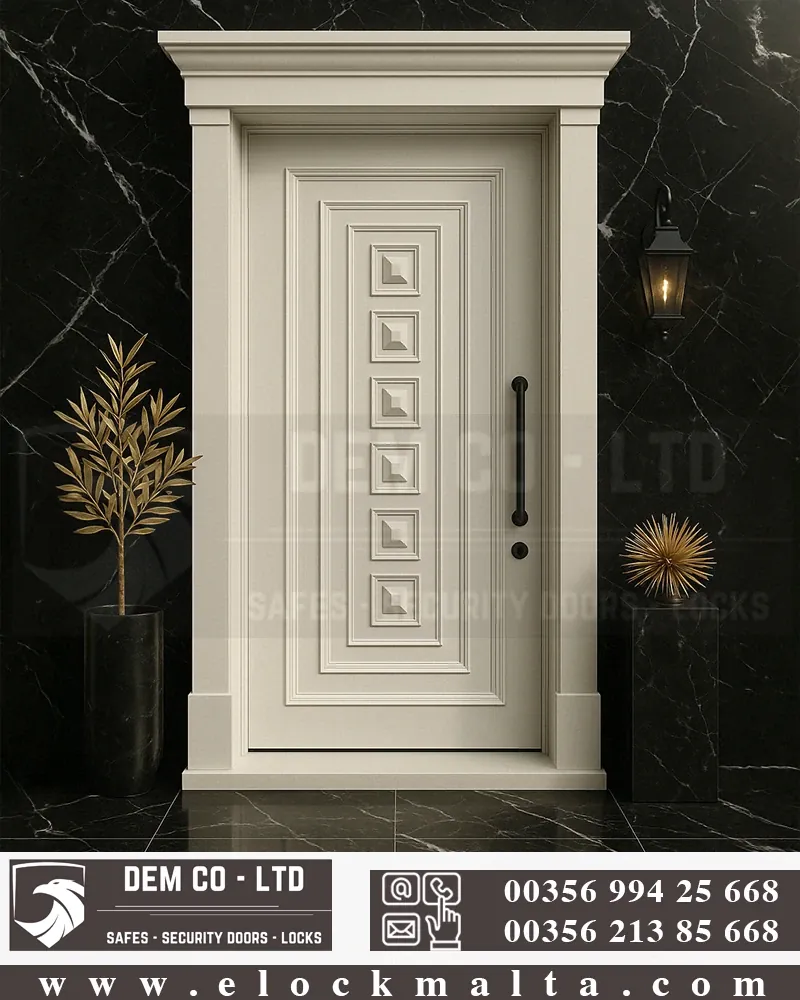 Apartment security door, wood finish, wood finish, Alison cream