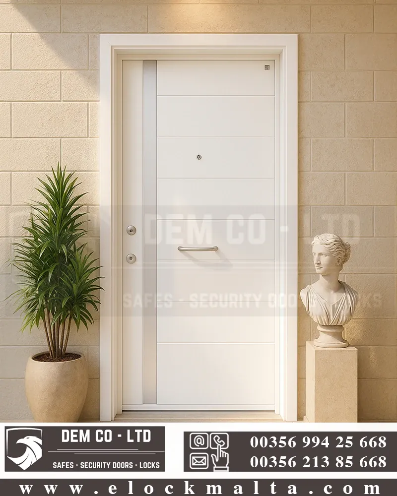 Apartment security door, wood finish, wood finish, Castle white