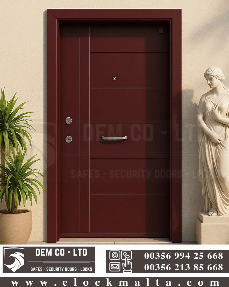 Apartment security door, wood finish, wood finish, Castle burgundy