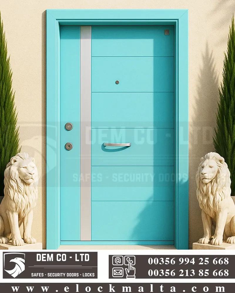 Apartment security door, wood finish, wood finish, Castle turquoise