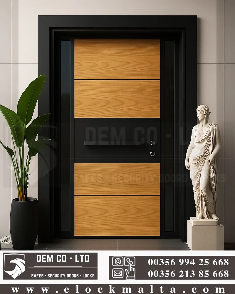 Apartment security door, wood finish, wood finish, Lamine black