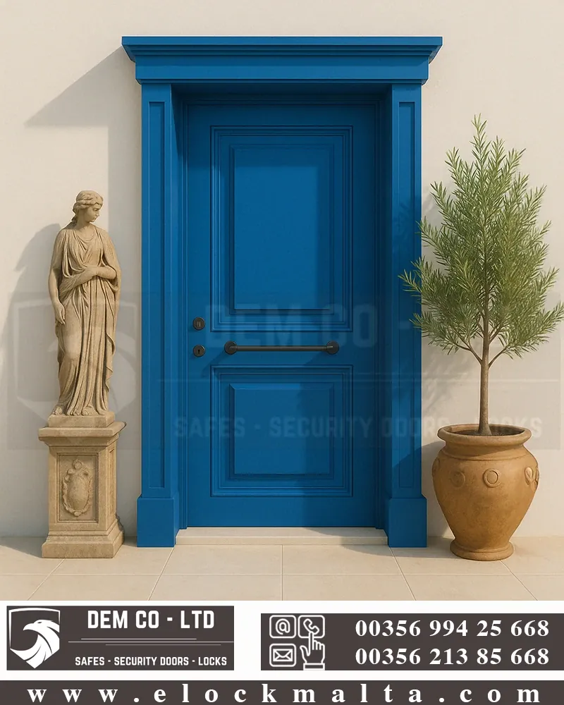 Apartment security door, wood finish, wood finish, Master blue