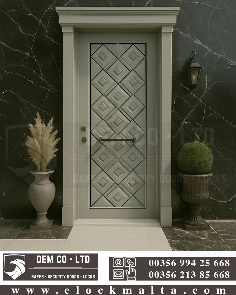 Apartment security door, wood finish, wood finish, Master Grey