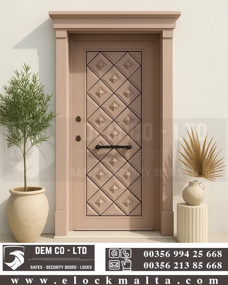 Apartment security door, wood finish, wood finish, Master pink