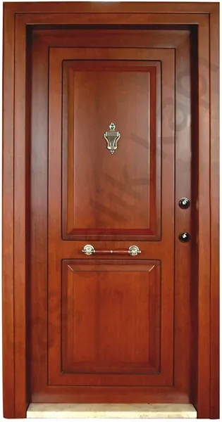 Apartment security door, wood finish