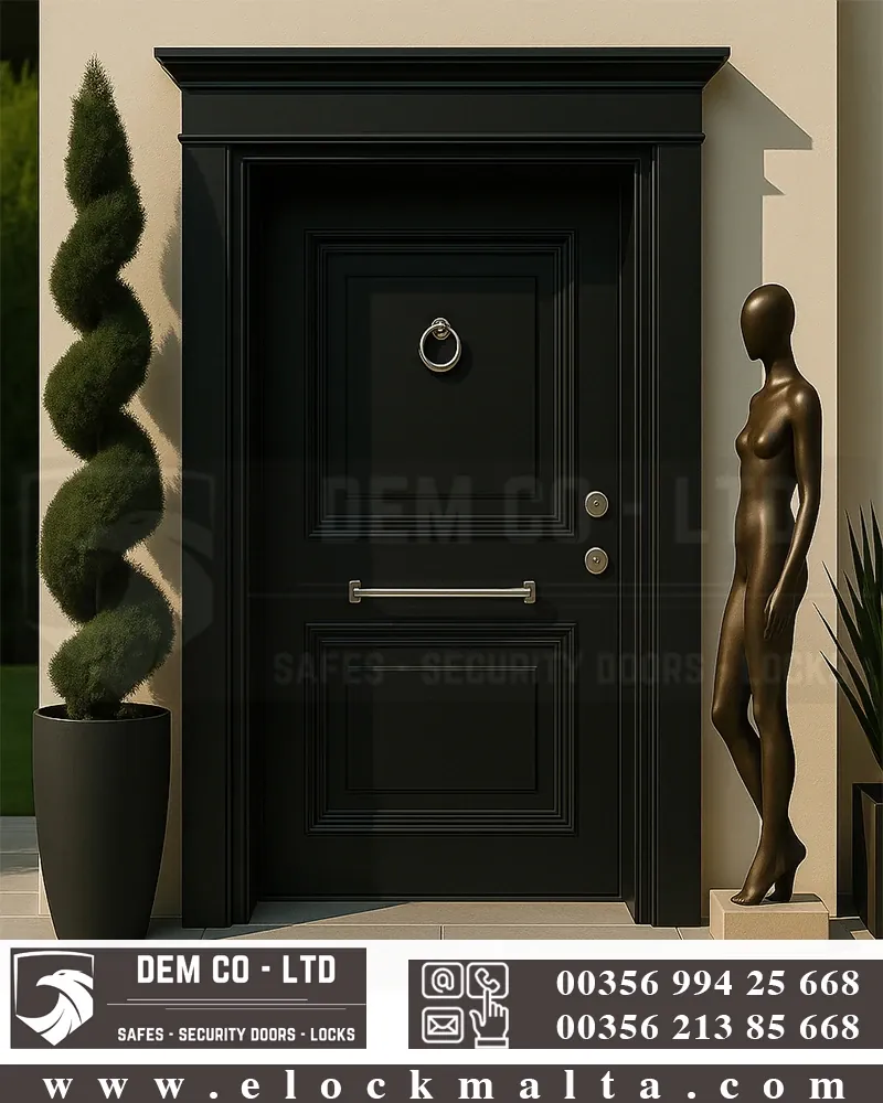 Apartment security door, wood finish, wood finish, Tores black